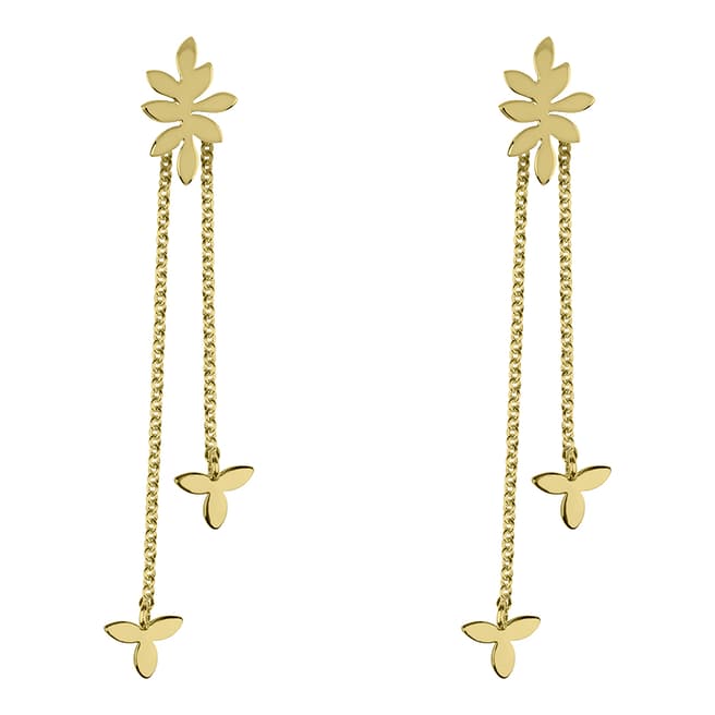 Sara Miller Gold Falling Leaf Front And Back Drop Earrings