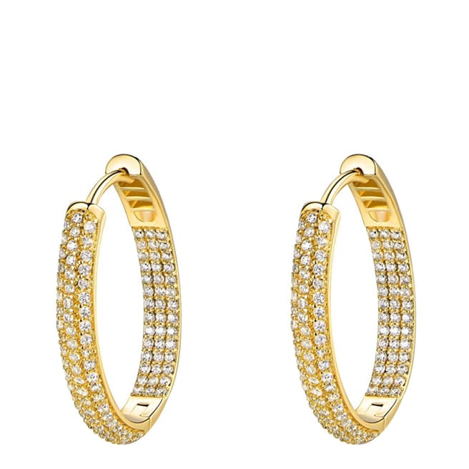 Chloe Collection by Liv Oliver 18K Gold Plated Multi Row Cz Hoop Earrings