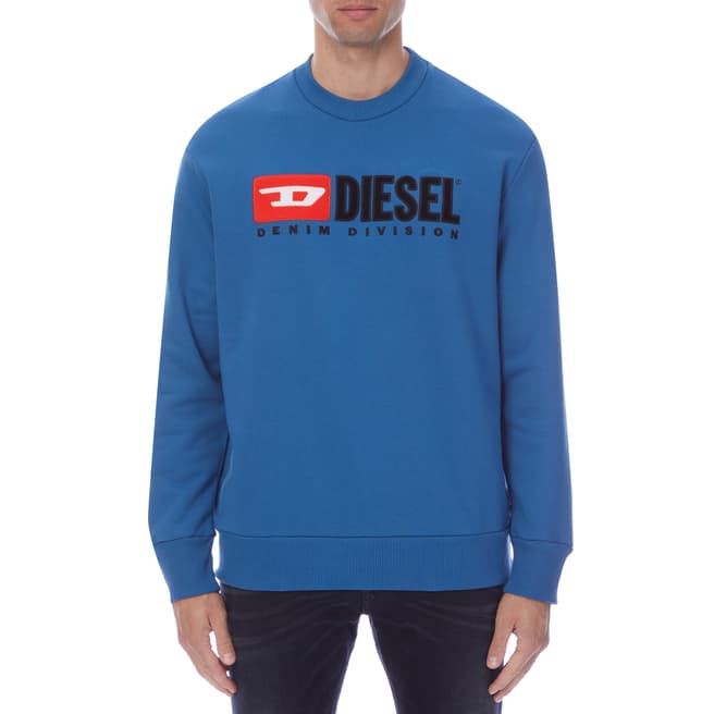 Diesel Blue Crew Division Cotton Sweatshirt
