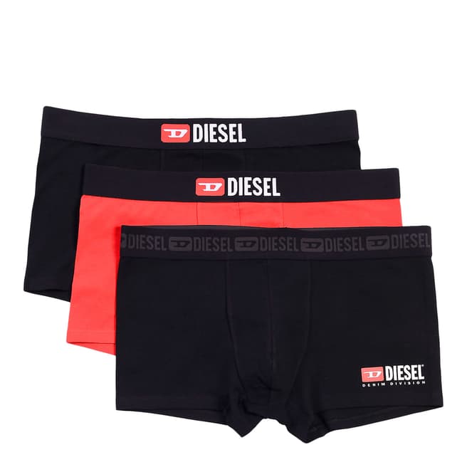 Diesel Black/Red 3 Pack of Damien Cotton Boxers