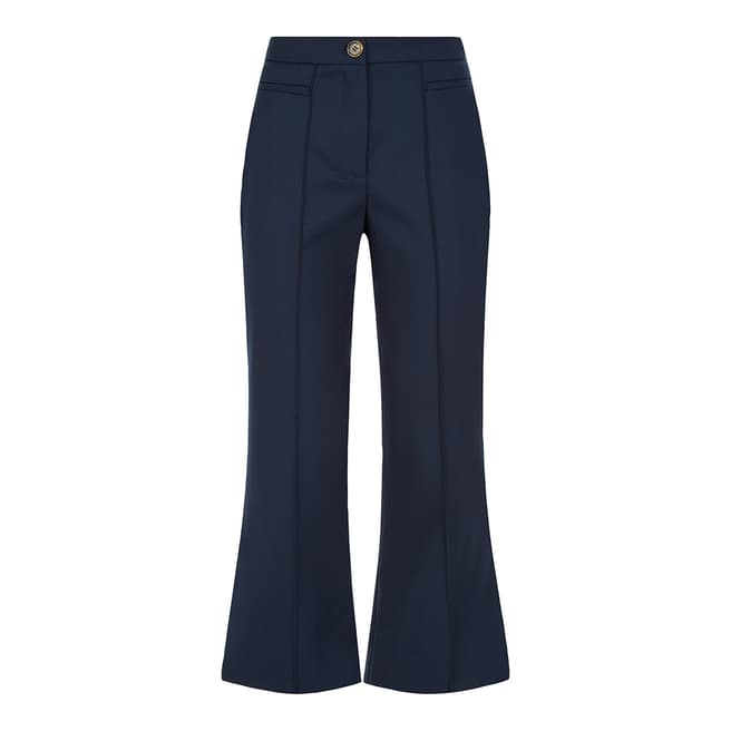 ALEXA CHUNG Navy Cropped Flare Trousers