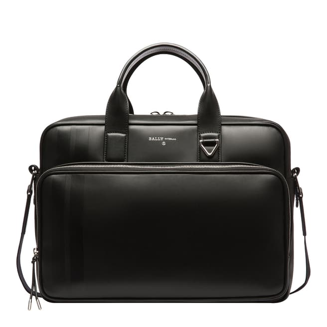 BALLY Black Draft Leather Briefcase