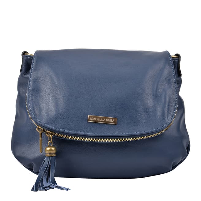 Isabella Rhea Blue Leather Crossbody Bag