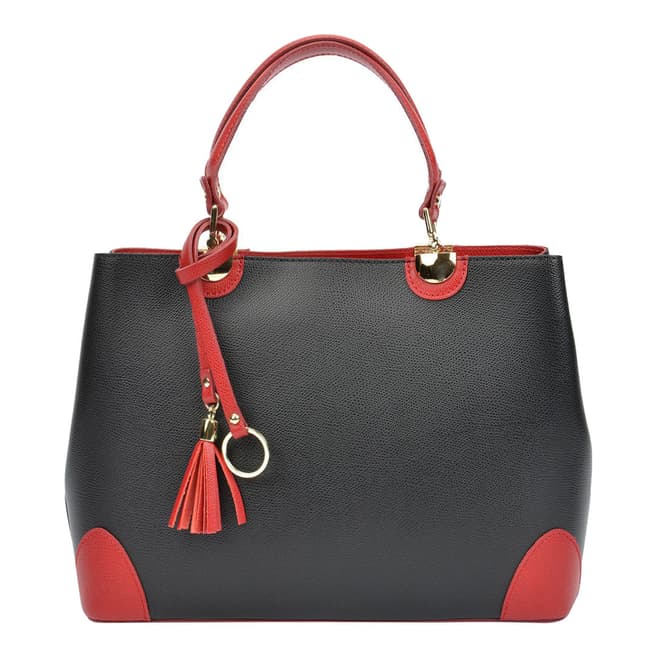 Isabella Rhea Black/Red Leather Top Handle Bag