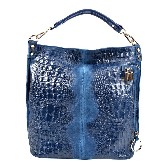 Roberta M Blue Leather Shoulder Bag