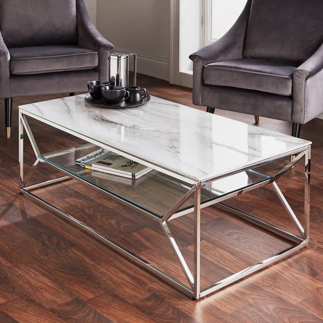 Native Home & Lifestyle Marble Glass Coffee Table