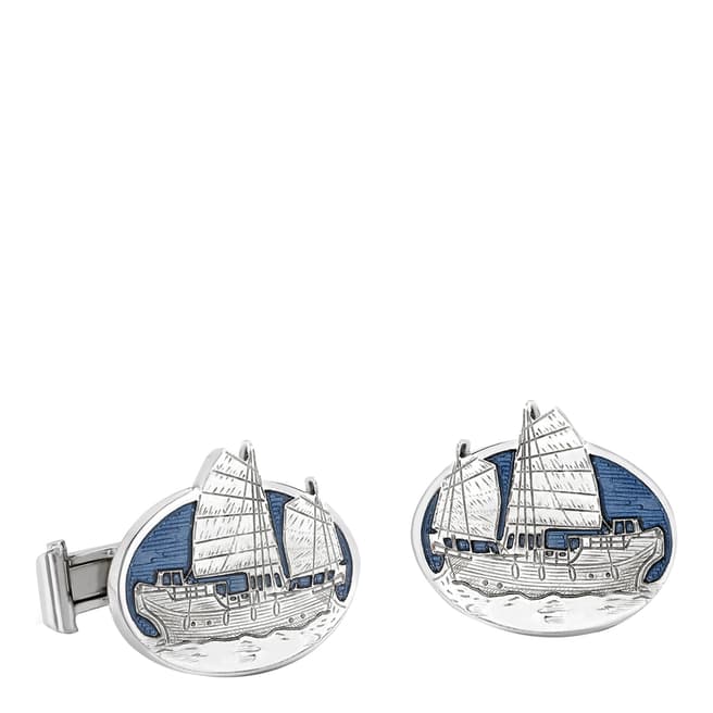 Theo Fennell 18ct White Gold Blue Junk Sail Boat Cufflinks
