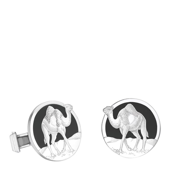 Theo Fennell 18ct White Gold Engraved Camel Disc Cufflinks