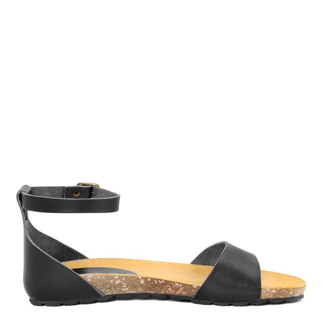 Piemme Black Ankle Strap Flat Sandal