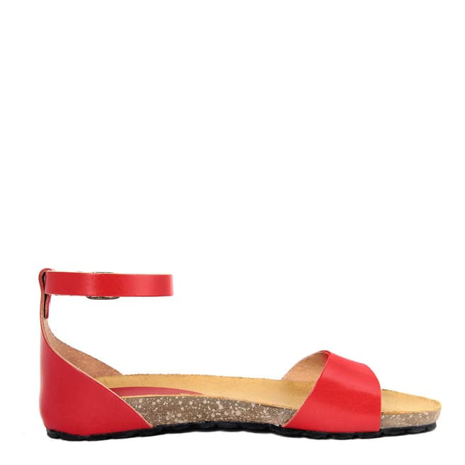 Piemme Red Ankle Strap Flat Sandal