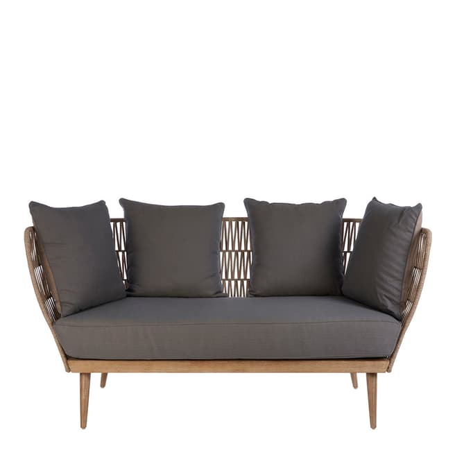 Premier Housewares Opus 2 Seat Sofa, Wheat Rope, Eucalyptus Wood