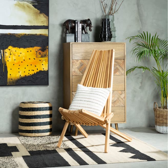 Premier Housewares Manado Lounge Chair, Natural Teak Wood