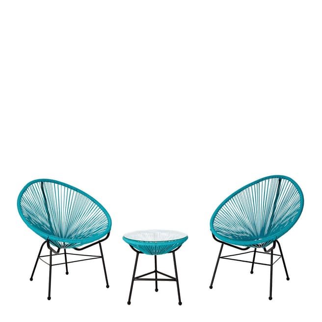 Premier Housewares Set of 2 Miami Chairs & Table, Cyan