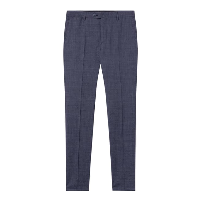 Hackett London Navy Puppytooth Wool Tailored Suit Trousers