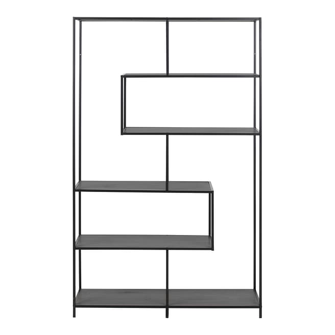 Actona Seaford Asymmetric Bookcase, 4 Shelves, Black