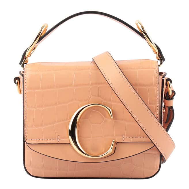 Chloe Milky Orange Croc Effect Mini C Handbag