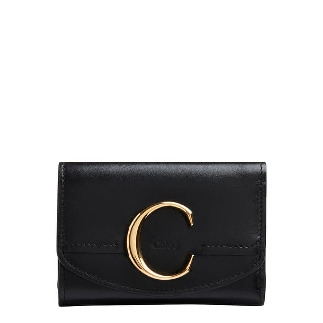 Chloe Black C Mini Tri-fold Wallet