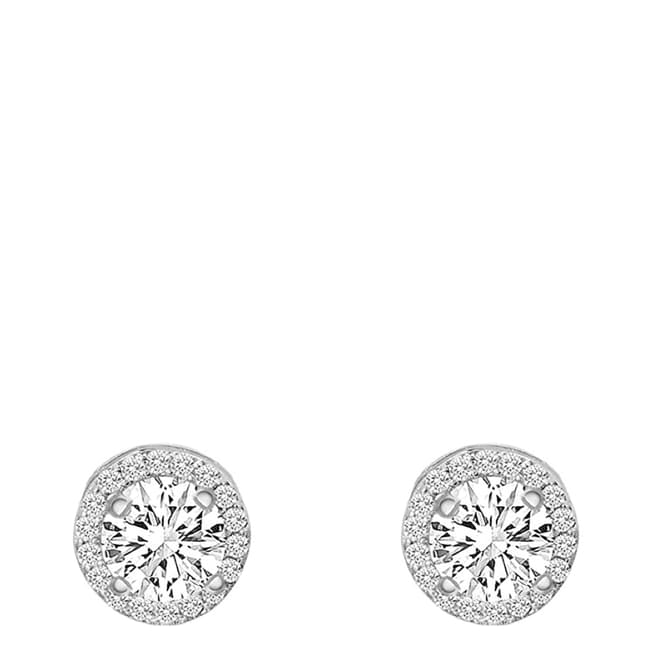 Liv Oliver Sterling Silver Plated Halo Cz Stud Earrings