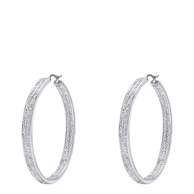 Liv Oliver Silver Plated Crystal Inside Out Double Row Hoop Earrings