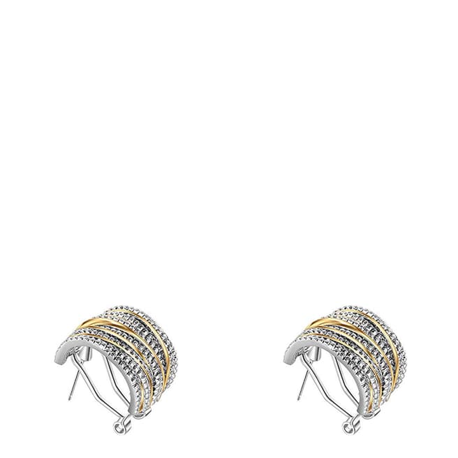 Chloe Collection by Liv Oliver 18K Gold/Silver Plated Two Tone Huggie Earrings