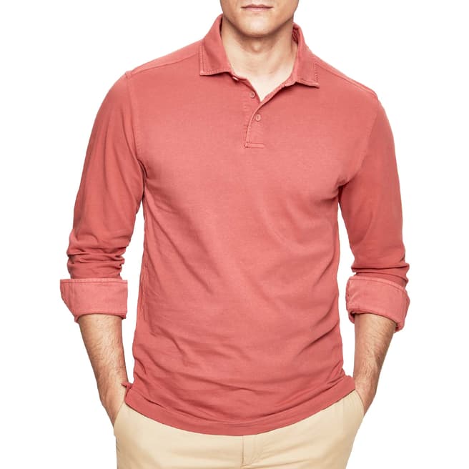 Hackett London Red Classic Long Sleeve Polo Shirt