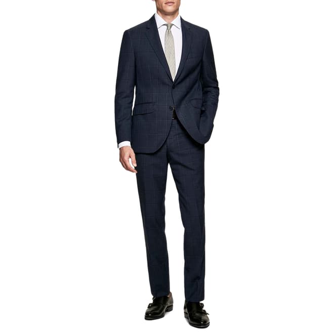 Hackett London Blue Shadow Windowpane Wool Suit