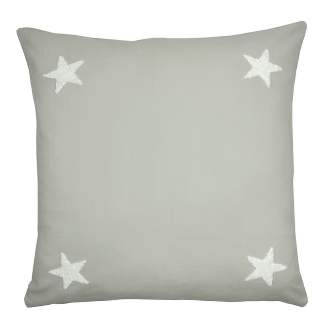 N°· Eleven Tufted Star 43x43cm Cushion, Silver/White