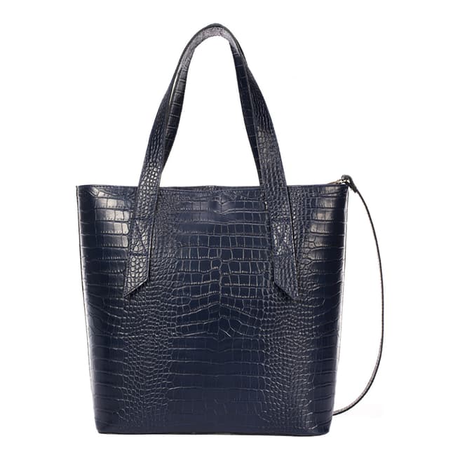 Massimo Castelli Blue Leather Top Handle Bag
