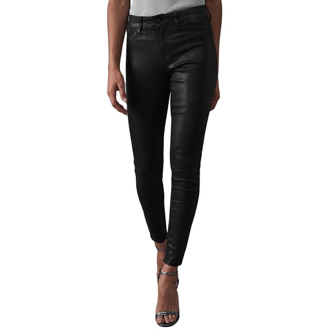 Reiss Black Lux Coated Jeans