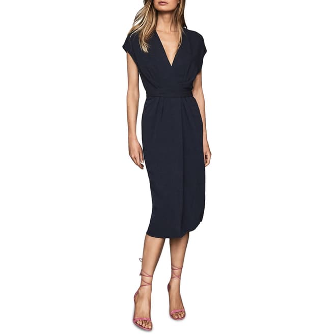 Reiss Navy Maxime Fitted Dress