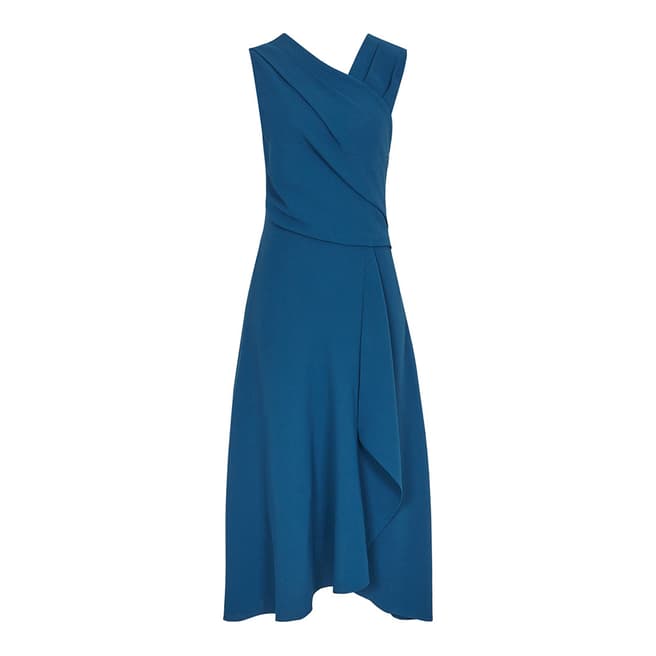 Reiss Teal Marling Wrap Front Midi Dress