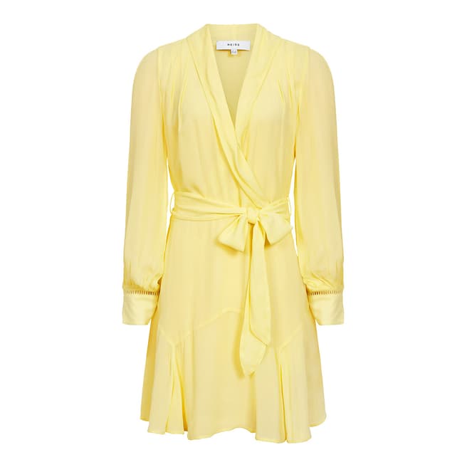 Reiss Yellow Aracelli Sheer Dress