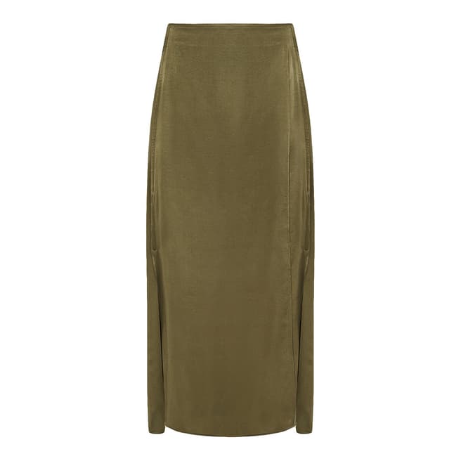 Reiss Green Amalie Satin Skirt