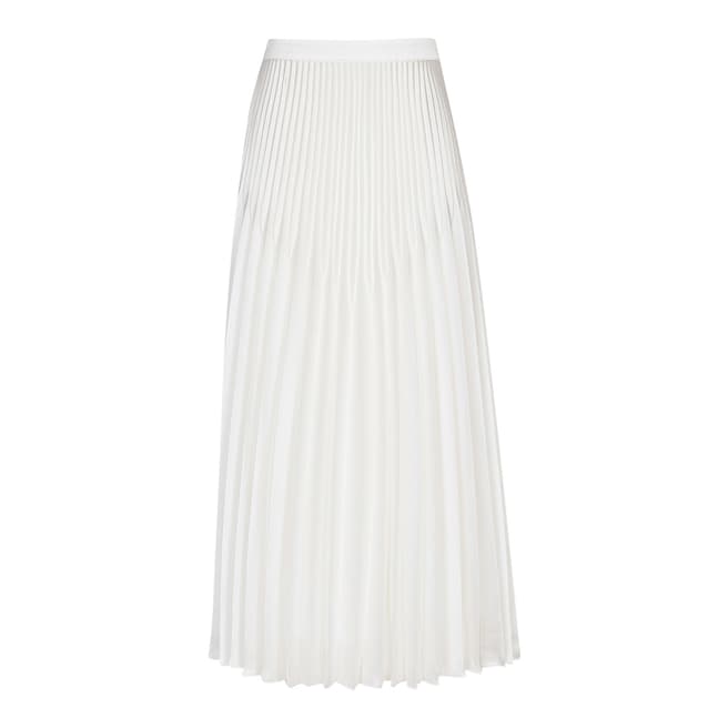 Reiss White Dora Longer Pleated Skirt
