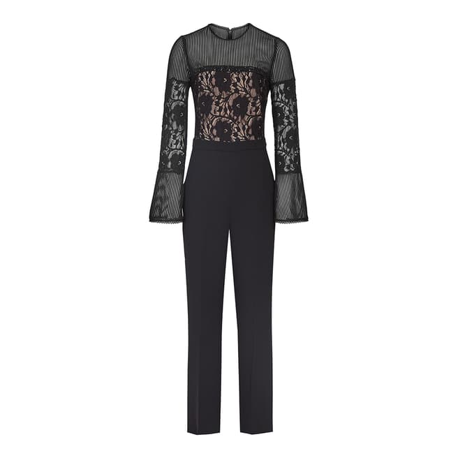 Reiss Black Marion Lace Embellished Jumpsuit
