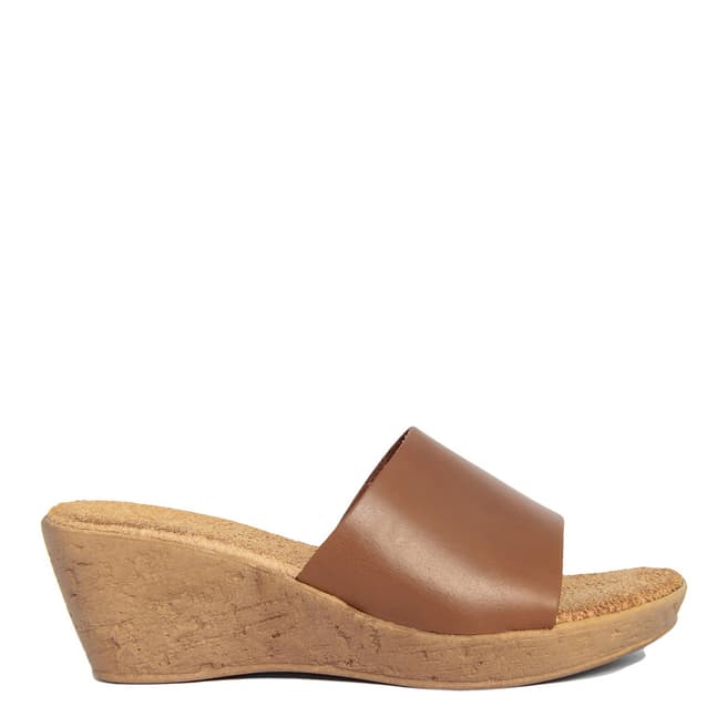 Lionellaeffe Brown Leather Cuoio Wedge Sandal