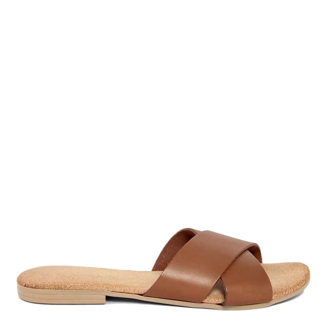 Lionellaeffe Brown Leather Cuoio Flat Sandal