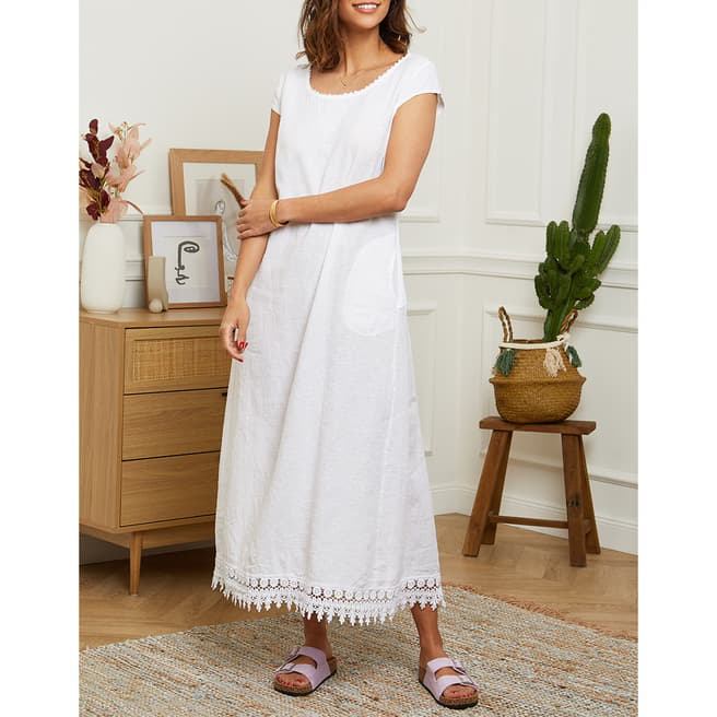 LE MONDE DU LIN White Maxi Linen Dress
