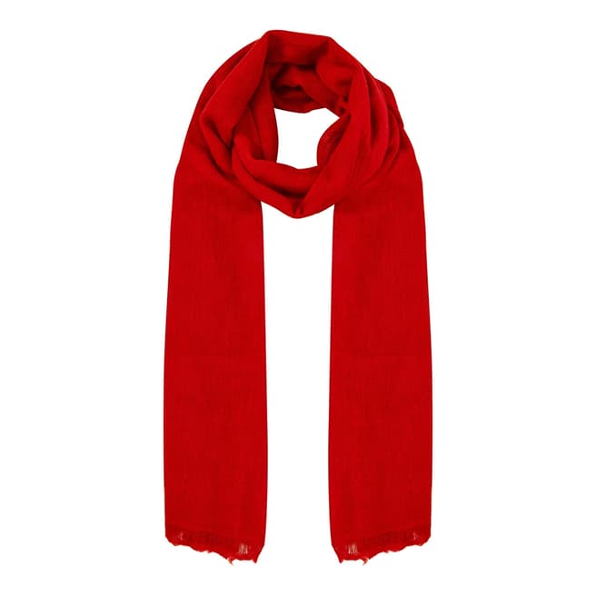 N°· Eleven Red Cashmere Fine Knit Pashmina