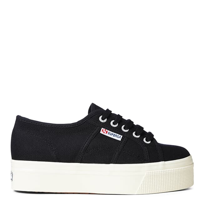 Superga Black & White 2790 Acot Linea Up and Down Canvas Trainers