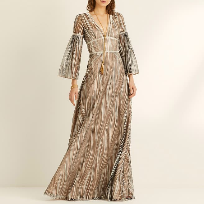 Amanda Wakeley Gold Long Sleeve Maxi Dress