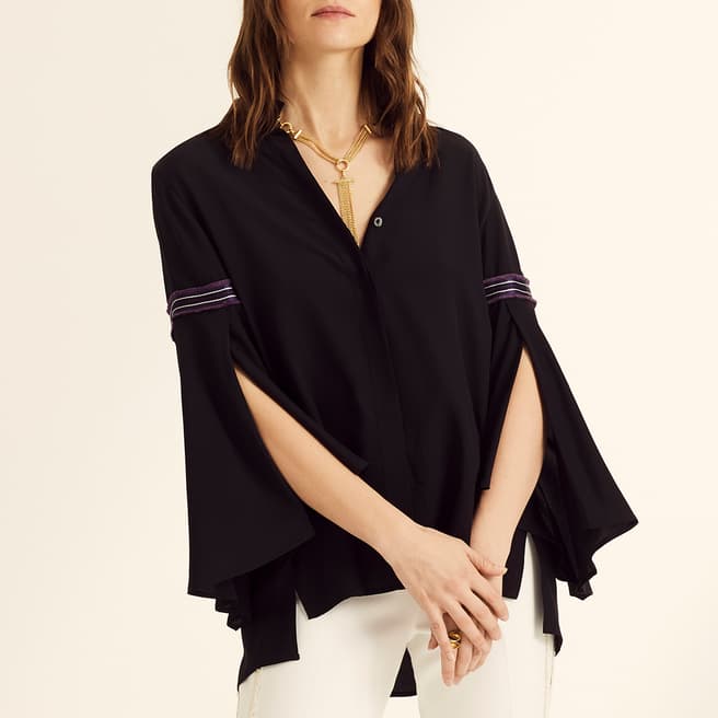 Amanda Wakeley Black Oversized Silk Shirt