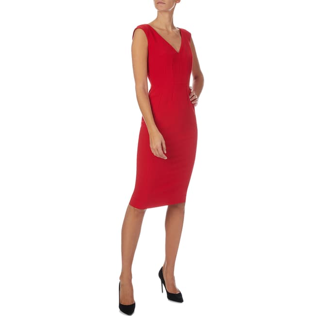 Amanda Wakeley Red Tailored Shift Crepe Dress