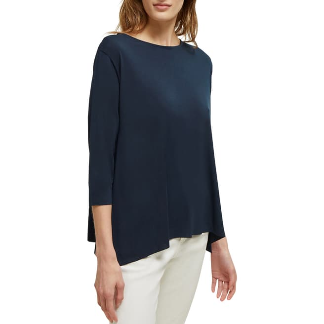 Great Plains Navy Boat Neck Jersey Top
