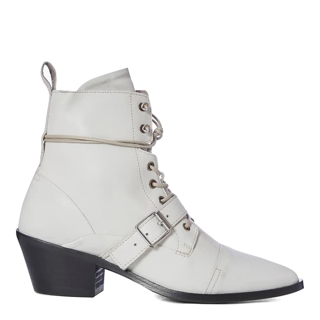 AllSaints White Leather Katy Ankle Boots