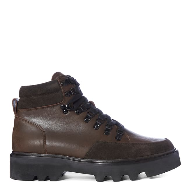 AllSaints Brown Leather Lodge Hiking Boots