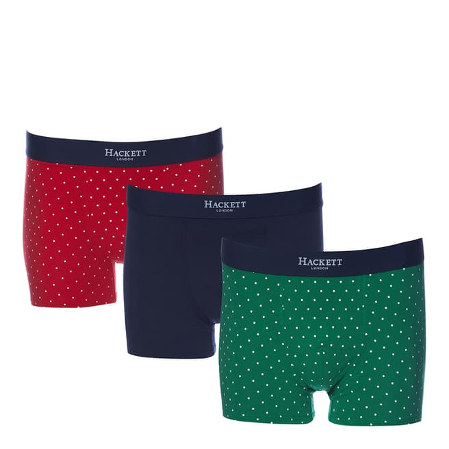 Hackett London Red Green Dot Boxers 3 Pack