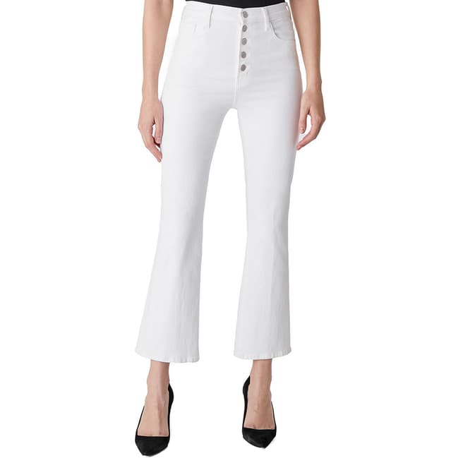 J Brand White Lille Flared Stretch Jeans