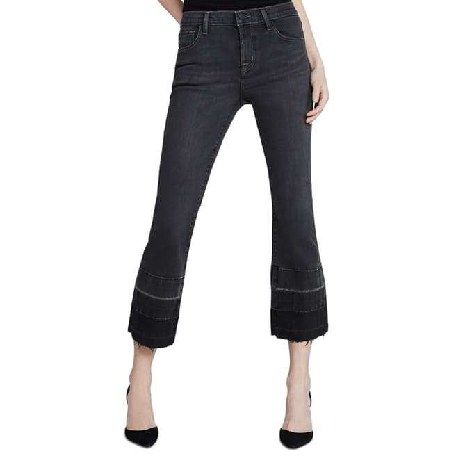 J Brand Black Selena Frayed Bootcut Stretch Jeans