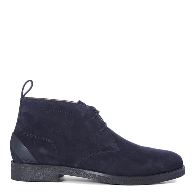 Reiss Navy Reeves Crepe Sole Suede Chukka Boots